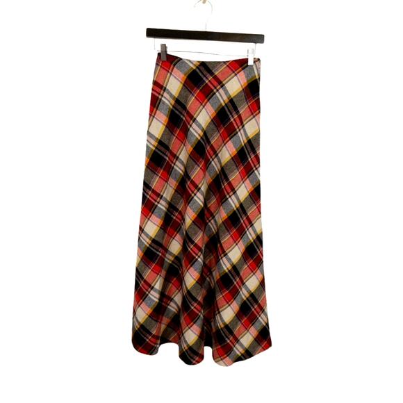 Vintage 70s Plaid A-line Maxi Skirt - Picture 9 of 9